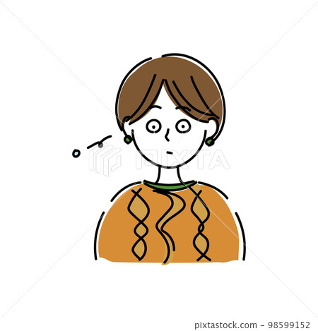 一個帶有穿孔的短髮女人眼睛里長出鱗片的圖標 一個帶有穿孔的短髮女人眼睛里長出鱗片的圖標 98599152
