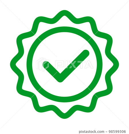 Checkmark authentication badge icon. permit or pass. vector. Checkmark authentication badge icon. permit or pass. vector. 98599306