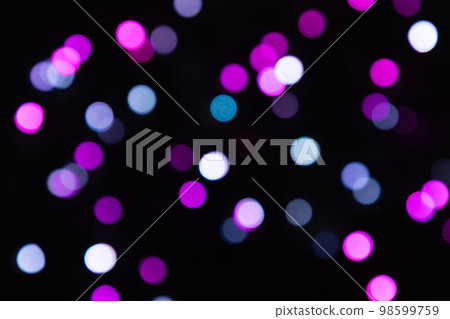 Mangent, pink, white and gray blurred confetti of lights on a black background Mangent, pink, white and gray blurred confetti of lights on a black background 98599759