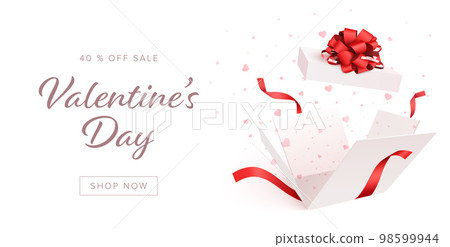 Valentine's day Background with Open Gift Box and Hearts 98599944