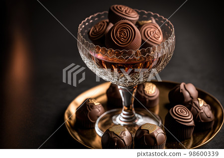 chocolate in a champagne glass chocolate in a champagne glass 98600339