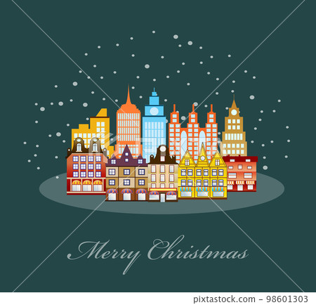 Urban village Christmas decorated 98601303