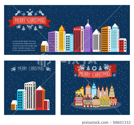 Urban village Christmas decorated 98601332