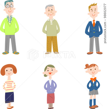 各代人手背站立的插圖集 98602077