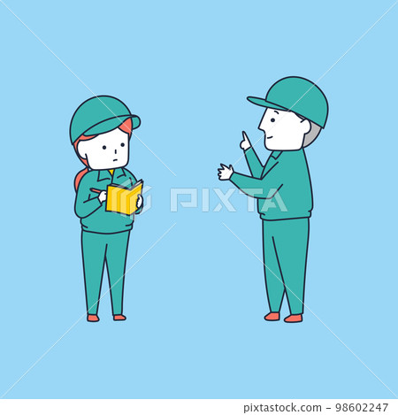Illustration material of a senior worker who guides and educates staff Illustration material of a senior worker who guides and educates staff 98602247
