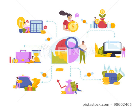 Financial Diversification Flat Composition 98602465
