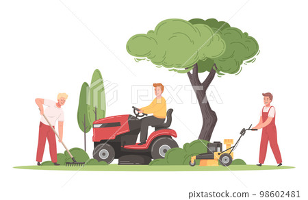 Lawn Mowing Cartoon 98602481