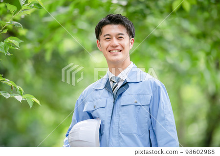 男士工作服 鮮綠色 98602988