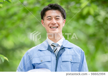 男士工作服 鮮綠色 98602994