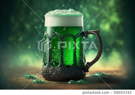 Patrick's day traditional green beer. Generative AI illustration 98603342