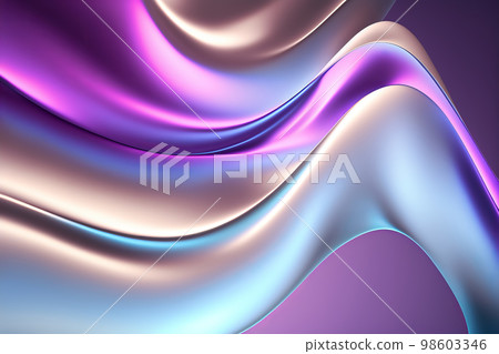Iridescent holographic textural Background. Gradient waves with iridescent highlights. Generative AI illustration 98603346