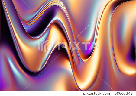 Iridescent holographic textural Background. Gradient waves with iridescent highlights. Generative AI illustration 98603348