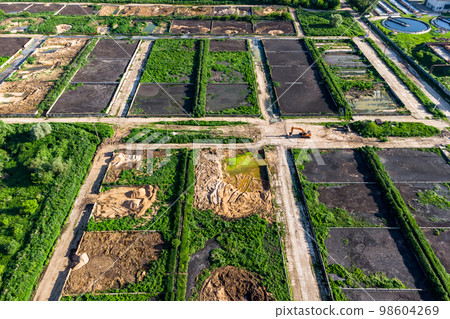 Territory of city sewage treatment plants with silt maps from a height Territory of city sewage treatment plants with silt maps from a height 98604269