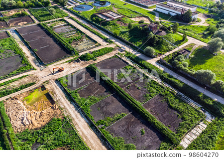 Territory of city sewage treatment plants with silt maps from a height Territory of city sewage treatment plants with silt maps from a height 98604270