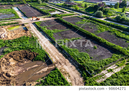 Territory of city sewage treatment plants with silt maps from a height Territory of city sewage treatment plants with silt maps from a height 98604271