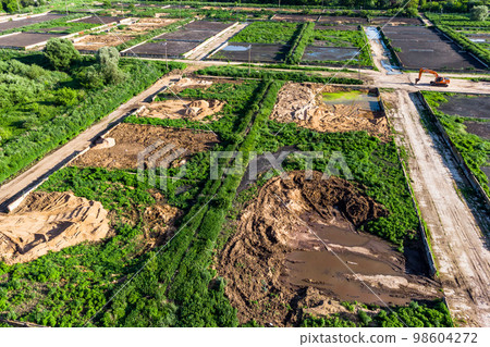 Territory of city sewage treatment plants with silt maps from a height 98604272