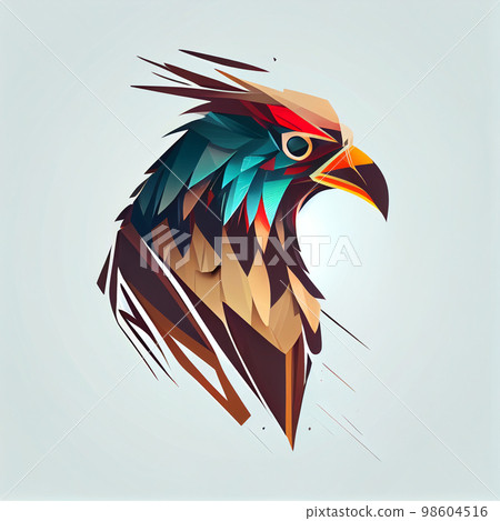 3D origami bird face, eagle 98604516
