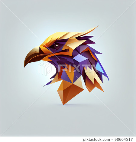 3D origami bird face, eagle 98604517