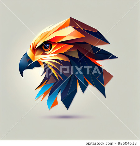 3D origami bird face, eagle 98604518