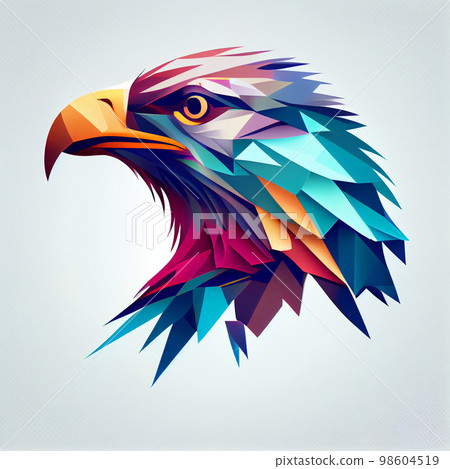3D origami bird face, eagle 3D origami bird face, eagle 98604519