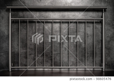 stainless steel railings on a dark background stainless steel railings on a dark background 98605476
