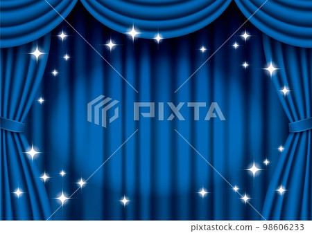 A sparkling blue curtain under the spotlight 98606233