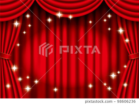 A glittering red curtain under the spotlight 98606236