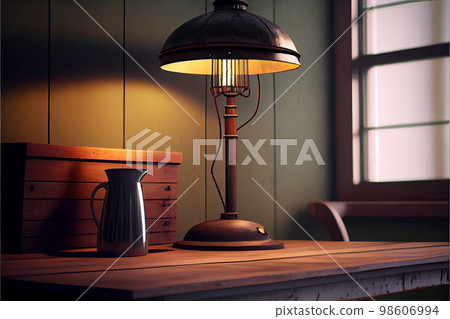 Vintage desk lamp in loft interior Vintage desk lamp in loft interior 98606994