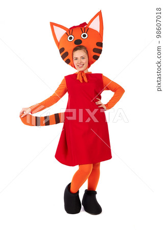 Girl in a cat costume. Girl in a cat costume. 98607018