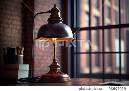 Vintage desk lamp in loft interior 98607019