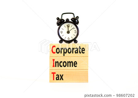 CIT corporate income tax symbol. Concept words CIT corporate income tax on wooden blocks on a beautiful white table white background. Business and CIT corporate income tax concept. Copy space. CIT corporate income tax symbol. Concept words CIT corporate income tax on wooden blocks on a beautiful white table white background. Business and CIT corporate income tax concept. Copy space. 98607202