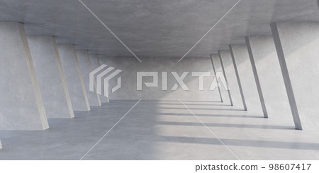 Empty  concrete space interior with sunlight and shadow, 3d rendering 98607417