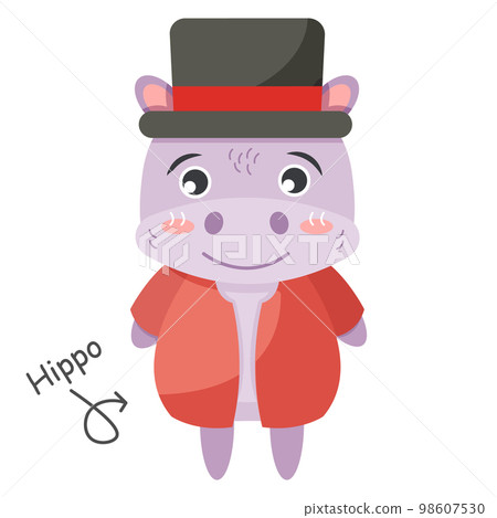 Hippopotamus cartoon characters with clothes . Vector . 98607530