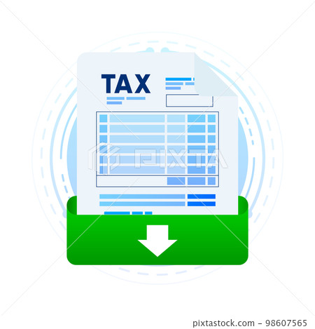 Tax payment form download isolated on background. Pay the bills, invoices, payrolls. Vector illustration. 98607565
