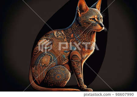 Australia aboriginal cat Portrait illustration generative ai Australia aboriginal cat Portrait illustration generative ai 98607990