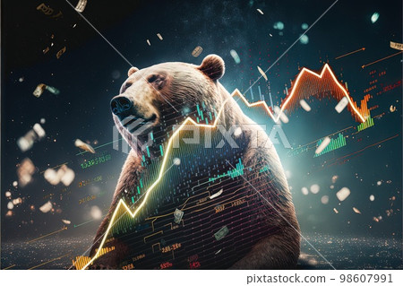 bear as symbol of falling stock market illustration generative ai 98607991