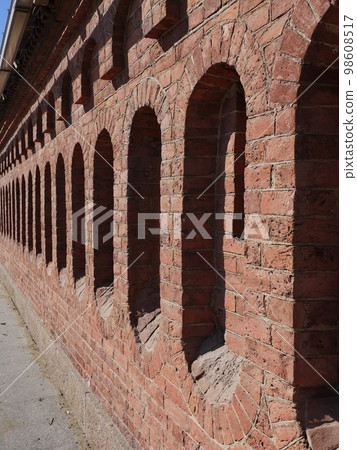 Fortress red brick wall Fortress red brick wall 98608517