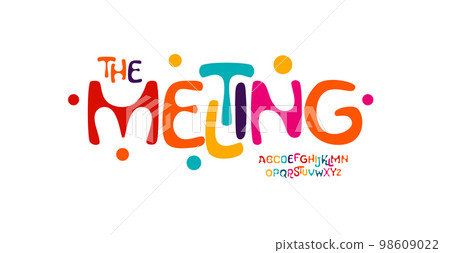 Juicy alphabet, color plasticine sans serif letters, funny festival font for bright fiesta logo, bright headline, birthday and kid art typography, cartoonish playful titles. Vector typographic design 98609022