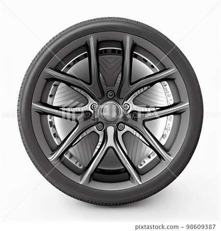 Black car wheel with carbon fiber barrel showing the weave 98609387