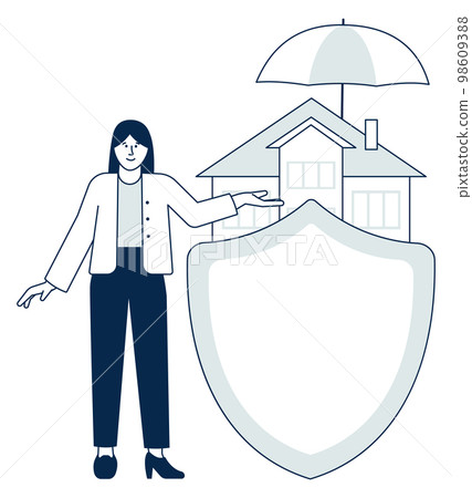 House insurance icon. Residential property security contract House insurance icon. Residential property security contract 98609388