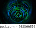 Yoga meditation in lotus pose with aura spiritual. Abstract blurred background 98609654