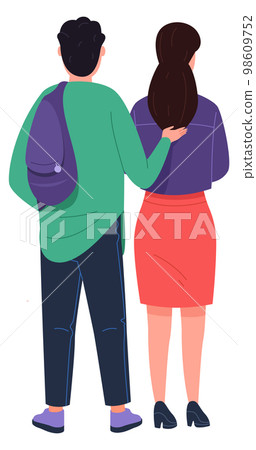 Young couple looking forward. People rear view 98609752