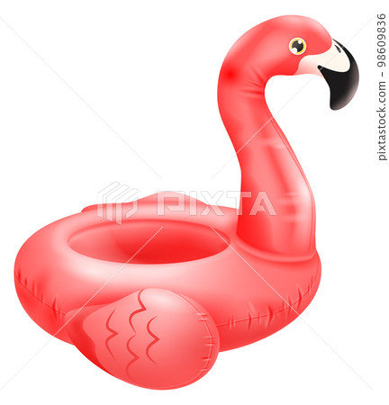 Flamingo pool ring. Floating donut. Summer party symbol Flamingo pool ring. Floating donut. Summer party symbol 98609836