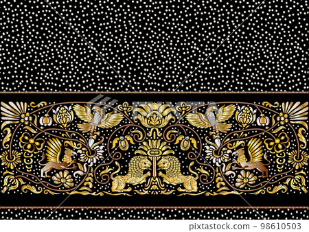 Classical luxury old fashioned royal decoration, historical ornament with lions 98610503