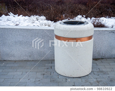 stone trash can. Caring for ecology. Trash can design stone trash can. Caring for ecology. Trash can design 98610922