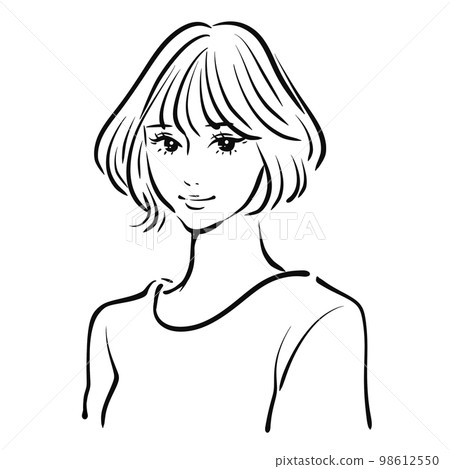 一個女人的單色線描插圖 一個女人的單色線描插圖 98612550