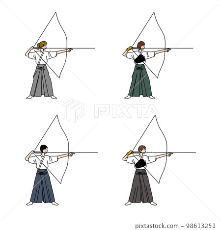 Men and women who play archery (pull a bow) 98613251