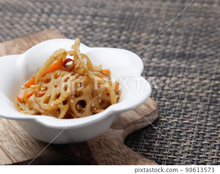 Kinpira with lotus root and dried daikon radish side dish 98613573