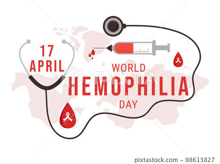 World Hemophilia Day on April 17 Illustration with Red Bleeding Blood for Web Banner or Landing Page in Flat Cartoon Hand Drawn Templates 98613827