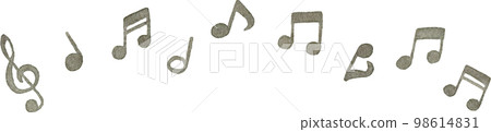 Watercolor illustration of lined up musical notes (line material) 98614831